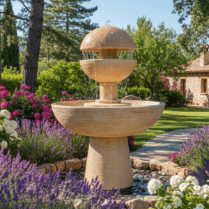 Fuente de Jardín Grande Erasma de Hormigón Piedra, 100x137cm, fuente central