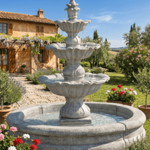 Fuente decoracion jardin cascada con agua de hormigon piedra anaparra con estanque