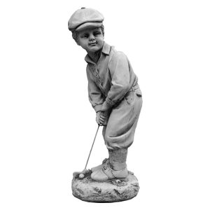 Figura de Jardín en Hormigón Piedra Niño Golf 22x22x52cm.
