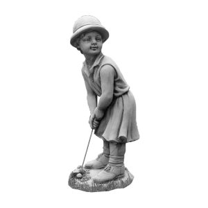 Figura de Jardín en Hormigón Piedra Niña Golf 22x22x52cm.