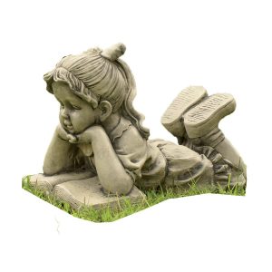 Figura de Jardín en Hormigón Piedra Niña Leyendo 50x30x36cm.