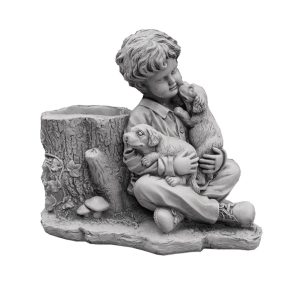 Figura de Jardín en Hormigón Piedra Niño con Perro 56x30x50cm.