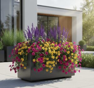 Jardinera Hormigón Piedra 118x49x65cm. Modelo Atlántico Acabado Liso
