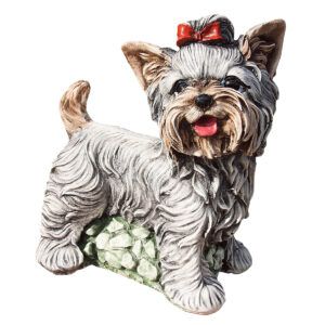 Figura de jardín Perro Yorkshire de Hormigón Piedra, 23x26cm, decoración exterior