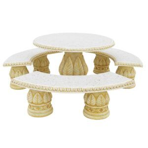 Conjunto de mesa y bancos de piedra para jardín