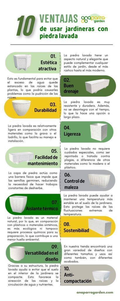 Ventajas de usar jardineras con piedra lavada.